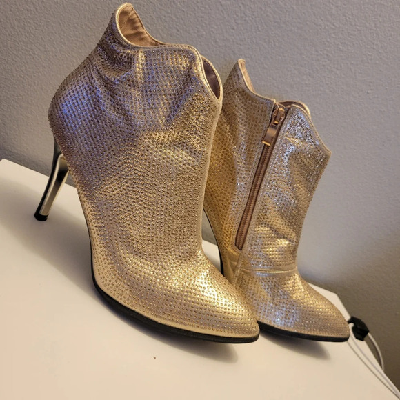 Nordstrom Lady Couture Lucky Rhinestone Metallic Stiletto Bootie - Picture 1 of 11